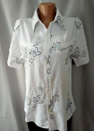 Стильна коттонновая сорочка, блузка з вишивками №8bp
