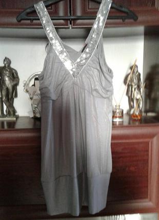 Сарафан туника мини-платье с пайетками с манжетом на подоле zn...