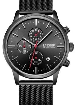 Мужские кварцевые часы Megir 2011 Metal хронограф