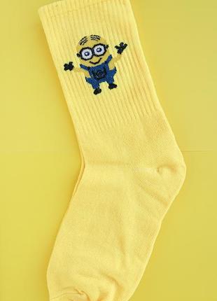 Миньоны🟡яркие желтые женские носки, яркие цветные женские носк...