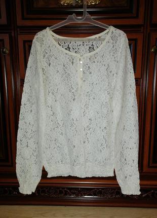 Блузка нарядная гипюровая белая для девочки, р. 158-164