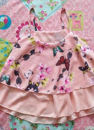Нарядная блуза,топ в бабочки для девочки 7-8 лет