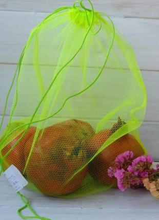 Эко мешочек из сетки желтый, эко торбочка, мешок для продуктов...
