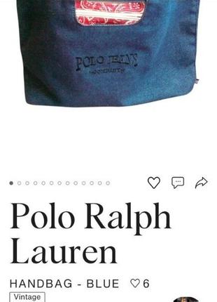 Брендовая винтажная сумка из денима\ralph lauren polo jeans co...