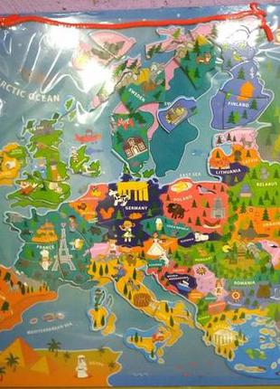 Большая деревянный магнитный пазл карта европы playtive