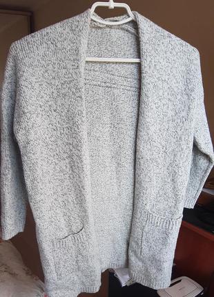 Серый теплый кардиган кофта свитер на зиму и осень