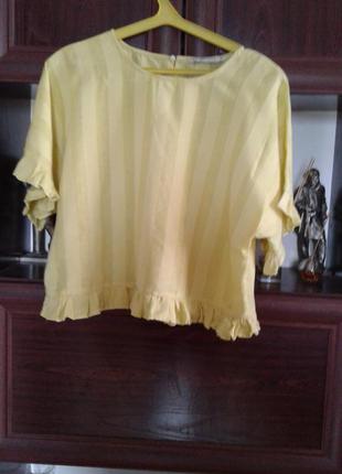 Блузка ,топ льняной желтый zara basic collection индия