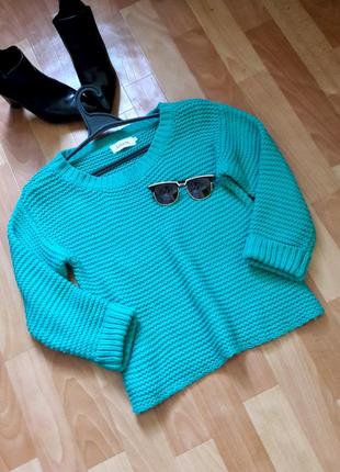 Красивый  бирюзовый свитер крупной вязки  louche