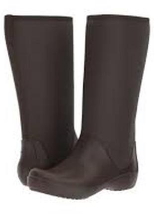 Женские резиновые сапоги crocs rainfloe tall boot, 100% оригинал