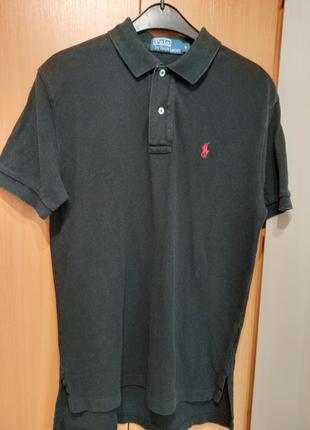 Polo by ralph lauren чорная футболка поло  из хлопка