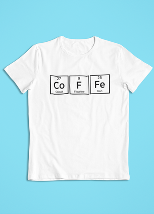 Мужская футболка с принтом кофе "таблица менделеева"