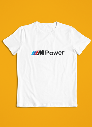 Мужская футболка белая бмв bmw, mpower
