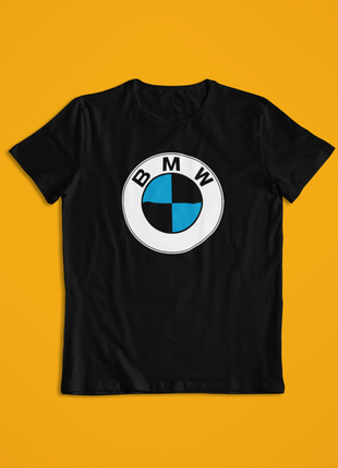 Мужская футболка черная лого бмв, bmw.