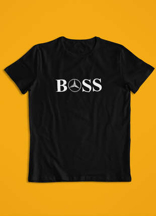 Мужская футболка черная мерседес босс, mercedes boss
