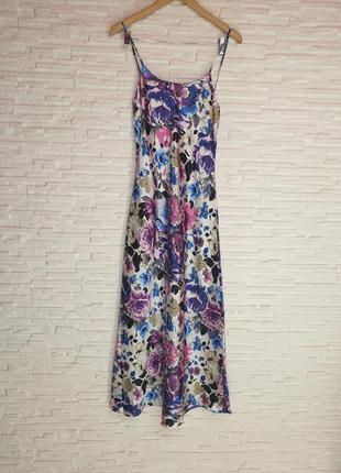 Красивая длинная цветочная сатиновая ночнушка платье для дома ...