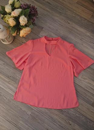 Шикарна жіноча блуза з чекер колір корал блузка блузочка кофточка