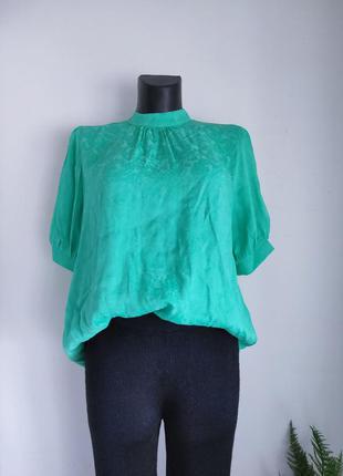 Жаккардовая зелена блузка від zara