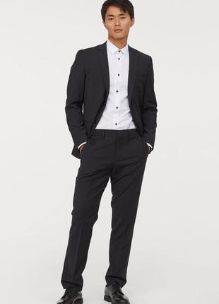 Костюмные брюки мужские чёрные штаны от h&m модель regular fit