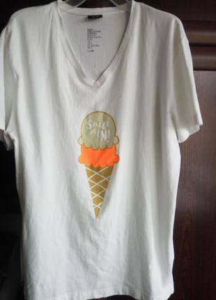 Базовая футболка хлопковый топ майка принт мороженое