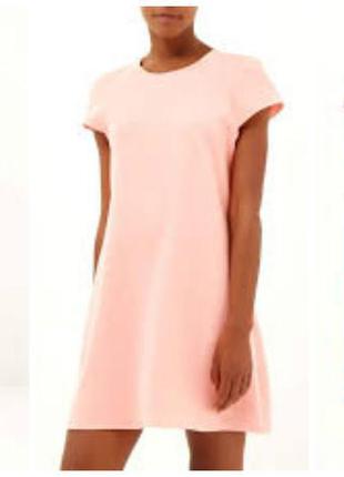 Стильное платье туника длины мини розовая пудра