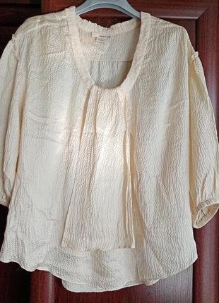 Шёлковая блуза блузка с объёмными рукавами хлопок+шёлк