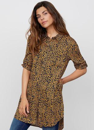 Штапельное платье-рубашка туника в леопардовый принт животный