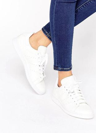 Кожаные кроссовки белые оригинал adidas stan smith