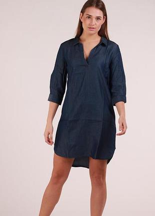 Натуральное джинсовое платье-рубашка из 100% лиоцелла туника д...