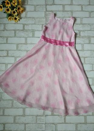 Нарядное розовое платье на девочку с розами