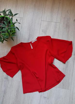 Блуза блузка женская красная легкая тонкая красивая с воланами