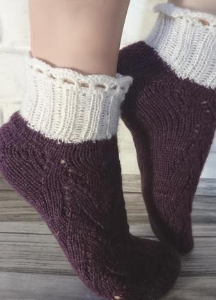Ажурные носки - вязаные носочки для дома - красивые носки в по...