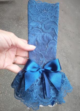 Перчатки митенки в садик к выпускным платьям синие