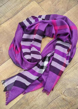 Платок шарф шаль палантин накидка фиолетовый сиреневый клетка