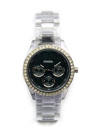 Fossil es-2607 часы из сша 4 циферблата прозрачный браслет wr50m