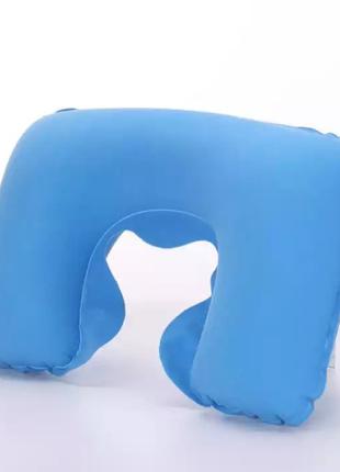 Подушка для подорожей блакитна - розмір у спущеному вигляді 40*25