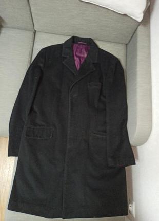 Мужское пальто чёрное burton 58% шерсть