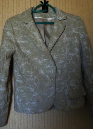 Пиджак new look жакет светло серый лён вискоза р.10 демисезон