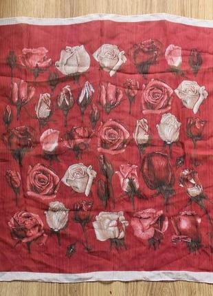 Красивый мелкий карманный шелковый саржевый платок в цветы розы