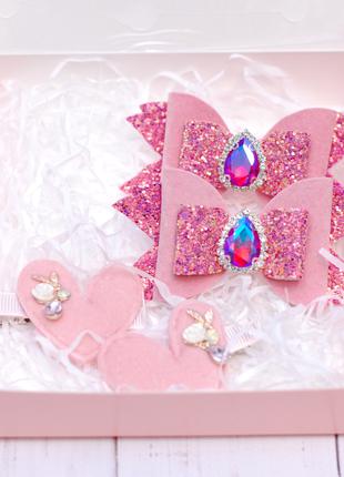Набор заколок / резинок, украшений для девочки розовый 263 об