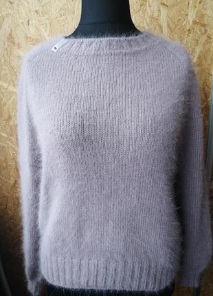 Джемпер светр з ангори ручна робота спицями пильна троянда
