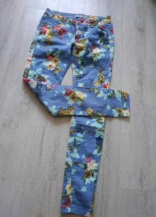 Летние штаны, брюки, брюки с ярким цветосным принтом. размер m...