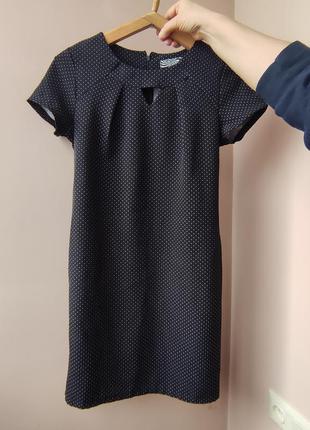 Повседневное платье в горох, размер s. черное платье