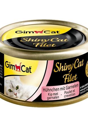 GimCat Shiny Cat Filet влажный корм для кошек курица и креветк...