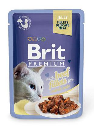 Brit Premium Beef fillets in Jelly паучі для котів зі шматочка...