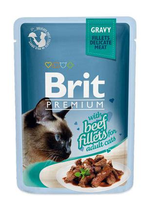 Brit Premium Beef fillets in Gravy паучі для котів зі шматочка...