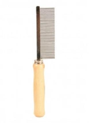 Trixie расческа металлическая с деревянной ручкой густой зуб