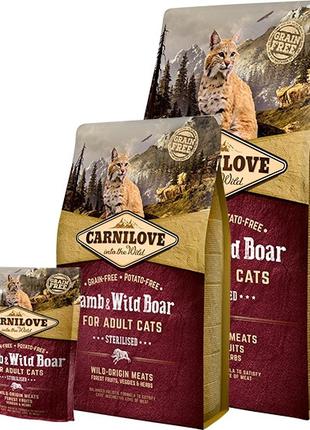 Carnilove Lamb and Wild Boar for Sterilised Cats корм c ягненк...