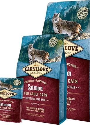 Carnilove Salmon Sensitive and Long-Haired Cats корм із лососе...