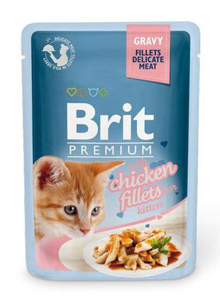 Вологий корм для кошенят Brit Premium Cat Pouch філе курки в с...