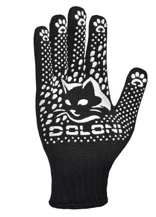 Перчатки трикотажные черные с ПВХ "КотоФан" (4894) DOLONI